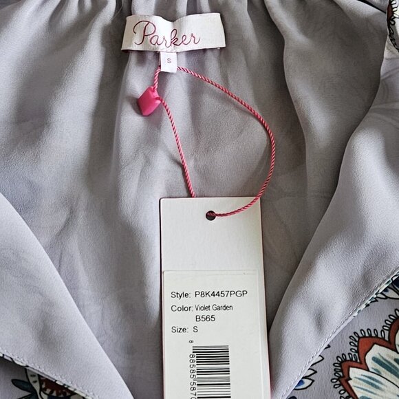 Parker ruffled detailing cold shoulder long sleeve floral blouse Size S - Picture 3 of 16